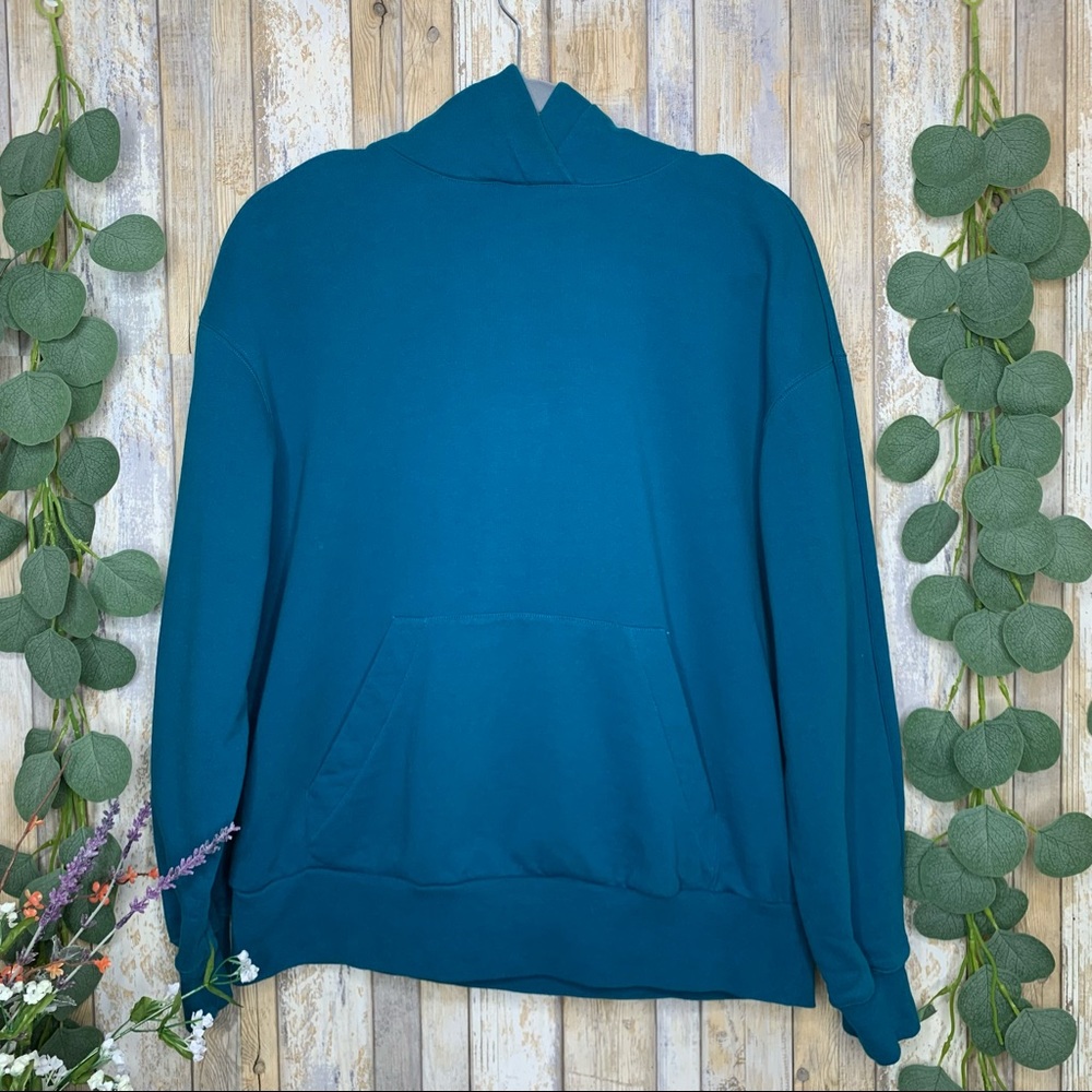 & Other Stories Peacock Blue Hooded Sweater
